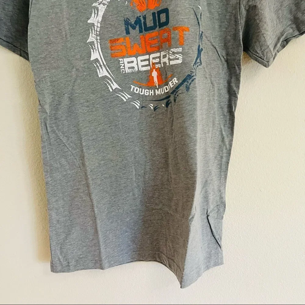TOUGH MUDDER Men's Gray Sweat Beers Short Sleeve T Shirt Size Small NWT - Picture 3 of 7